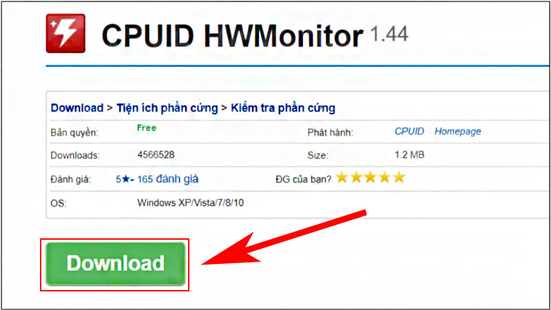 Tải phần mềm CPUID HWMonitor cho máy tính